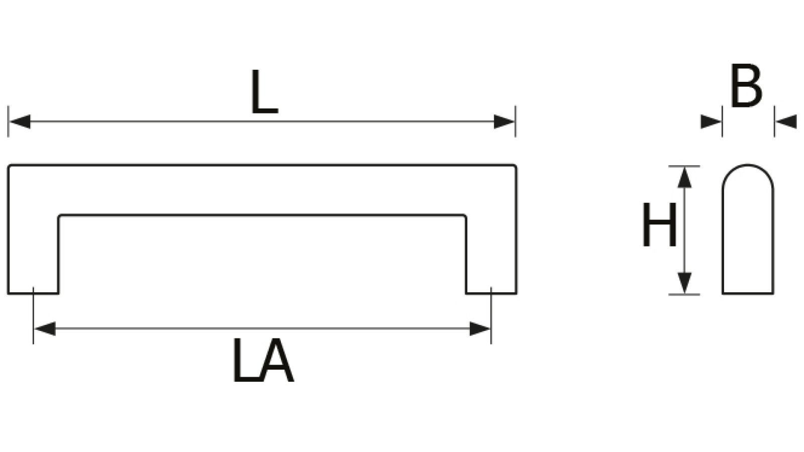 Gehrungsgriff Bad-Saulgau Edelstahl gebürstet - 138 mm lang  vor weißem Hintergrund