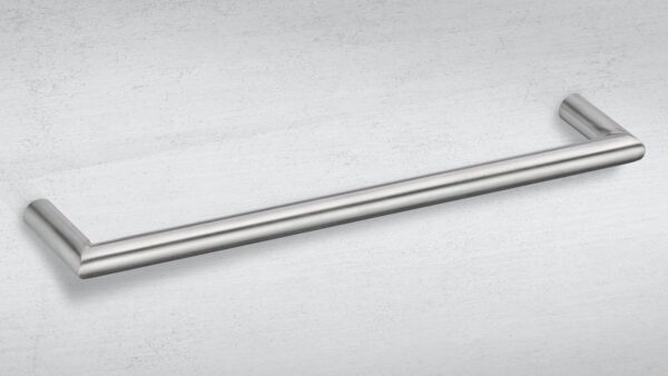 Gehrungsgriff Mühltal Edelstahl gebürstet - 494 mm lang  vor weißem Hintergrund