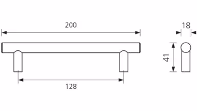 Glas-Stangengriff Beverstedt Edelstahl gebürstet / Glas transparent klar - 200 mm lang  vor weißem Hintergrund