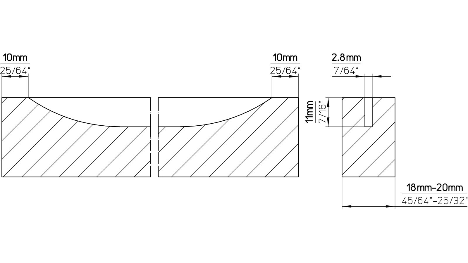 Griffleiste Michendorf Aluminium gebürstet - 445 mm lang  vor weißem Hintergrund