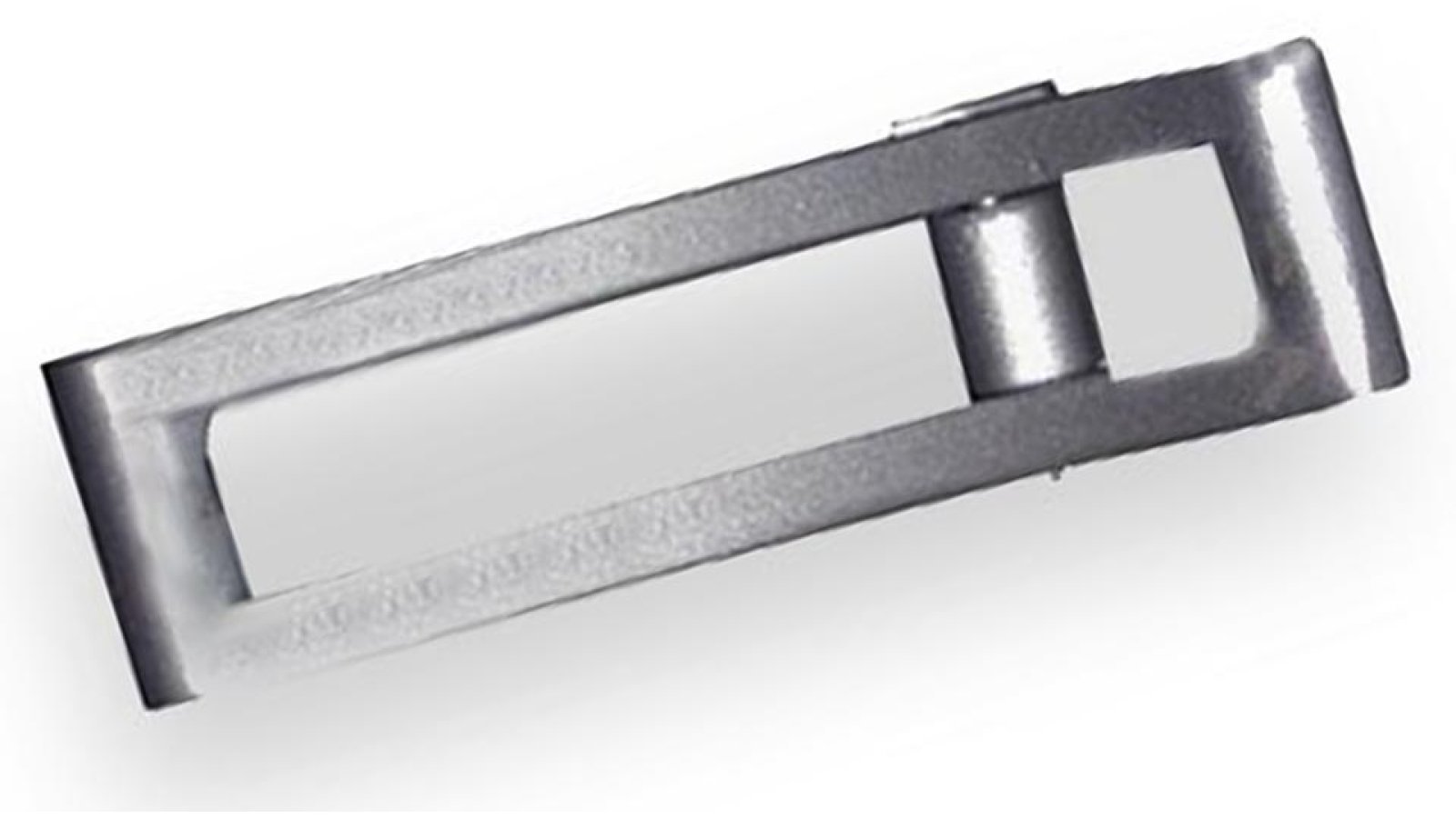 klöppel Haldensleben Druckguss alufarbig pulverbeschichtet - 57 mm lang  vor weißem Hintergrund