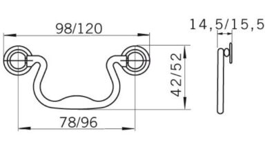 Klöppel Leonberg Messing grünspan - 120 mm lang  vor weißem Hintergrund