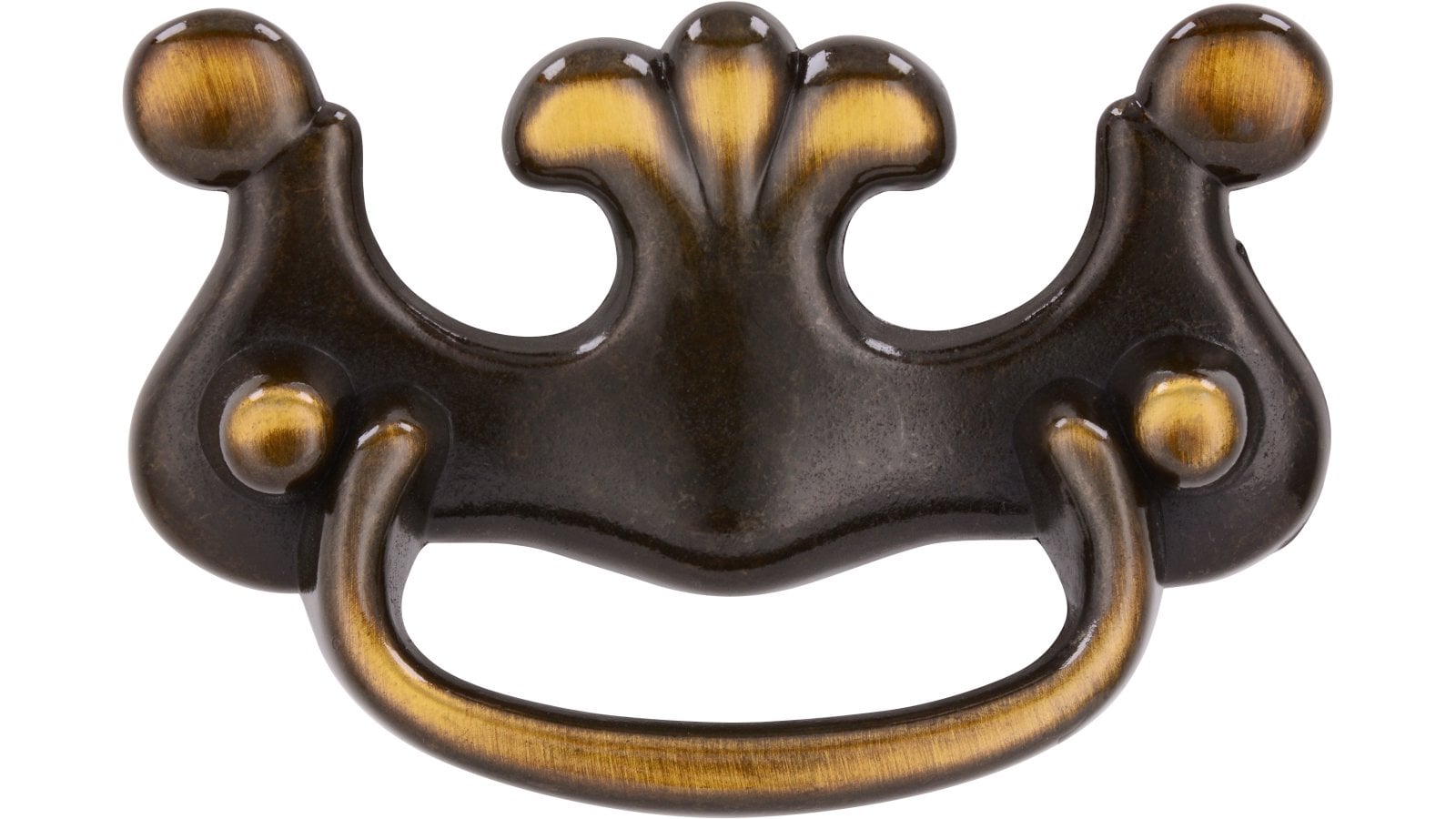 Klöppel Mettmann Druckguss altmessingfarbig brüniert getrommelt - 74 mm lang  vor weißem Hintergrund