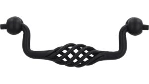 Haengegriff-Rudolstadt-schwarz-Stahl-Zinkdruckguss-laenge-115-560380-front Klöppel Rudolstadt Stahl - Druckguss schwarz matt pulverbeschichtet - 115 mm lang vor weißem Hintergrund