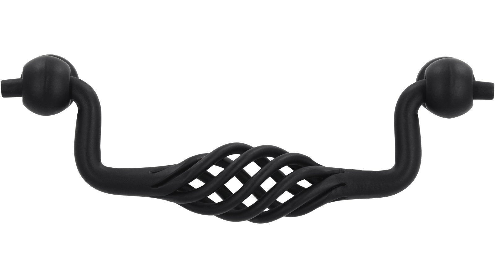 Haengegriff-Rudolstadt-schwarz-Stahl-Zinkdruckguss-laenge-115-560380-front Klöppel Rudolstadt Stahl - Druckguss schwarz matt pulverbeschichtet - 115 mm lang vor weißem Hintergrund