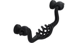 Haengegriff-Rudolstadt-schwarz-Stahl-Zinkdruckguss-laenge-115-560380-seitlich Klöppel Rudolstadt Stahl - Druckguss schwarz matt pulverbeschichtet - 115 mm lang vor weißem Hintergrund