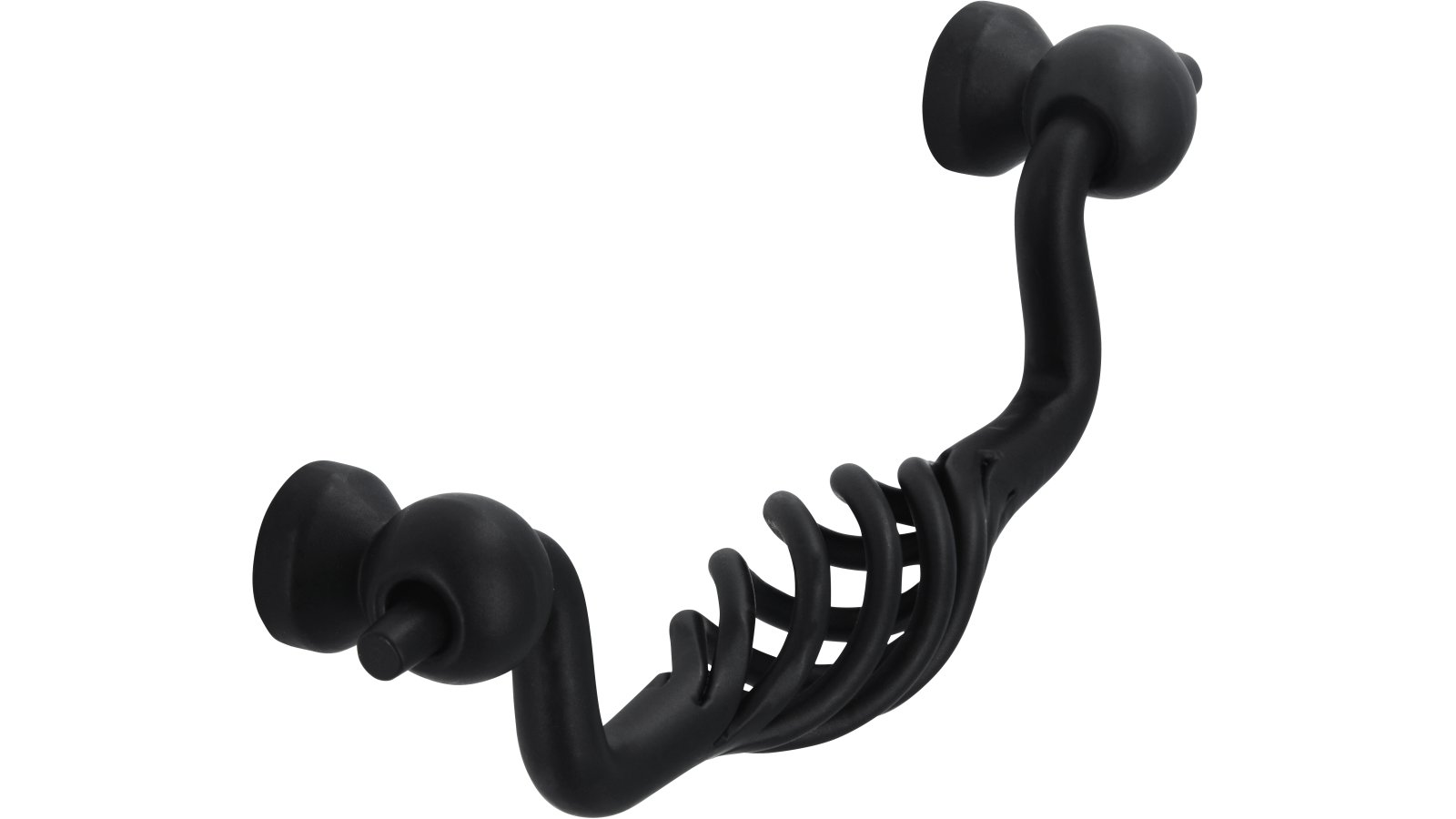 Haengegriff-Rudolstadt-schwarz-Stahl-Zinkdruckguss-laenge-115-560380-seitlich Klöppel Rudolstadt Stahl - Druckguss schwarz matt pulverbeschichtet - 115 mm lang vor weißem Hintergrund