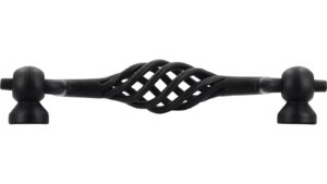 Haengegriff-Rudolstadt-schwarz-Stahl-Zinkdruckguss-laenge-115-560380-stehend Klöppel Rudolstadt Stahl - Druckguss schwarz matt pulverbeschichtet - 115 mm lang vor weißem Hintergrund