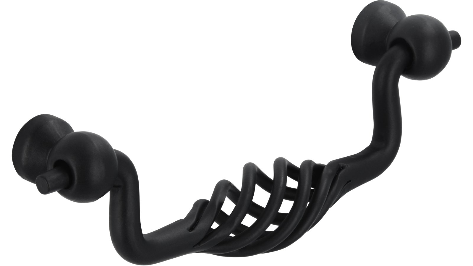 Haengegriff-Rudolstadt-schwarz-Stahl-Zinkdruckguss-laenge-115-560380 Klöppel Rudolstadt Stahl - Druckguss schwarz matt pulverbeschichtet - 115 mm lang vor weißem Hintergrund