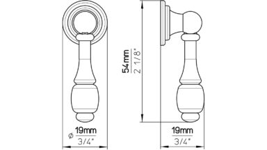 Klöppel Schkeuditz Druckguss altmessingfarbig brüniert getrommelt 2 stück - 54 mm lang  vor weißem Hintergrund