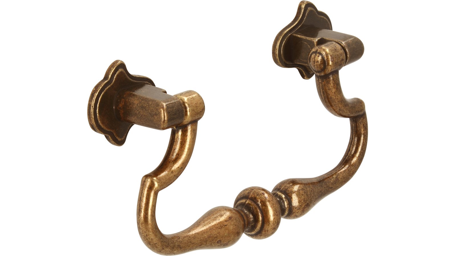 Klöppel Schneverdingen Druckguss altmessingfarbig brüniert getrommelt 2 stück - 84 mm lang  vor weißem Hintergrund