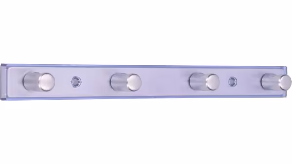 Hakenleiste Ammerbuch Kunststoff glaseffekt baby blau metallisiert weißaluminium grob gefärbt - 300 mm lang  vor weißem Hintergrund