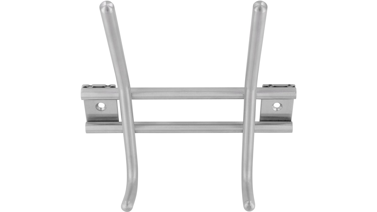 Hakenleiste Bad-Laasphe Edelstahl fein geschliffen - 140 mm lang  vor weißem Hintergrund