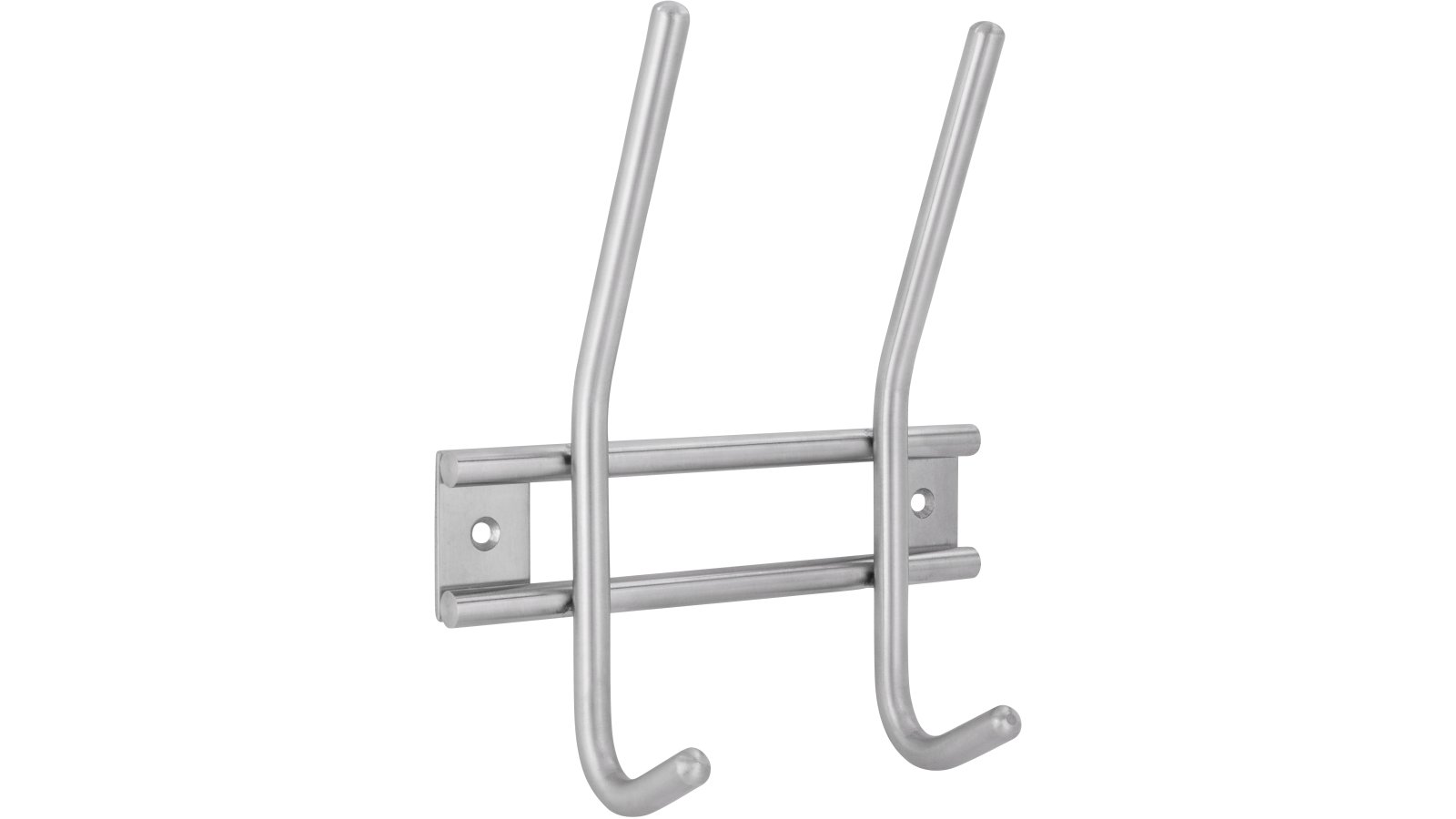 Hakenleiste Bad-Laasphe Edelstahl fein geschliffen - 140 mm lang  vor weißem Hintergrund