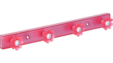 Hakenleiste Belzig Kunststoff rot metallisiert weißaluminium grob gefärbt - 300 mm lang  vor weißem Hintergrund