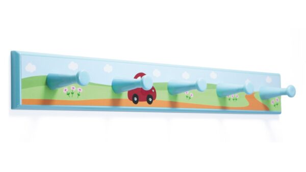 Hakenleiste Billerbeck Kunststoff bedruckt - auto mit steinchen, Kunststoff - babyblau, Kunststoff - babyblau - 400 mm lang  vor weißem Hintergrund