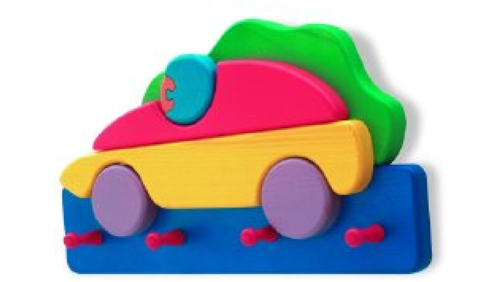 Hakenleiste-Bretzfeld-bunt-Holz-laenge-363-551230 Hakenleiste Bretzfeld Holz - bunt - 363 mm lang vor weißem Hintergrund