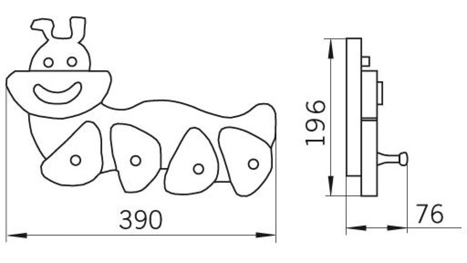 Hakenleiste Garrel Holz bunt - 370 mm lang  vor weißem Hintergrund