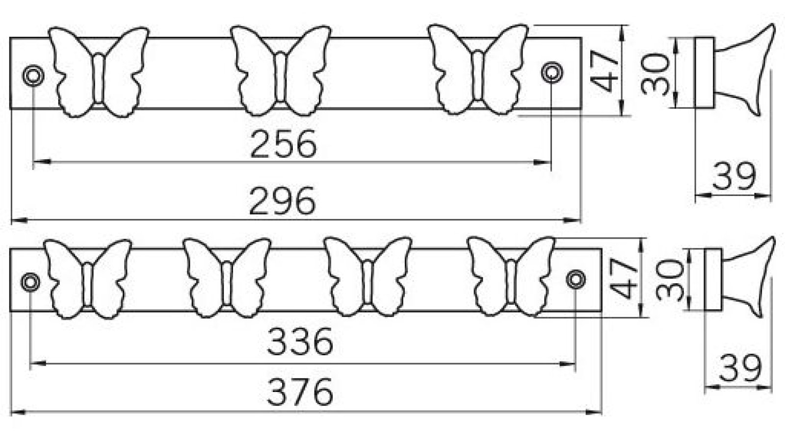 Hakenleiste Gifhorn Kunststoff weiß bunt - 376 mm lang  vor weißem Hintergrund