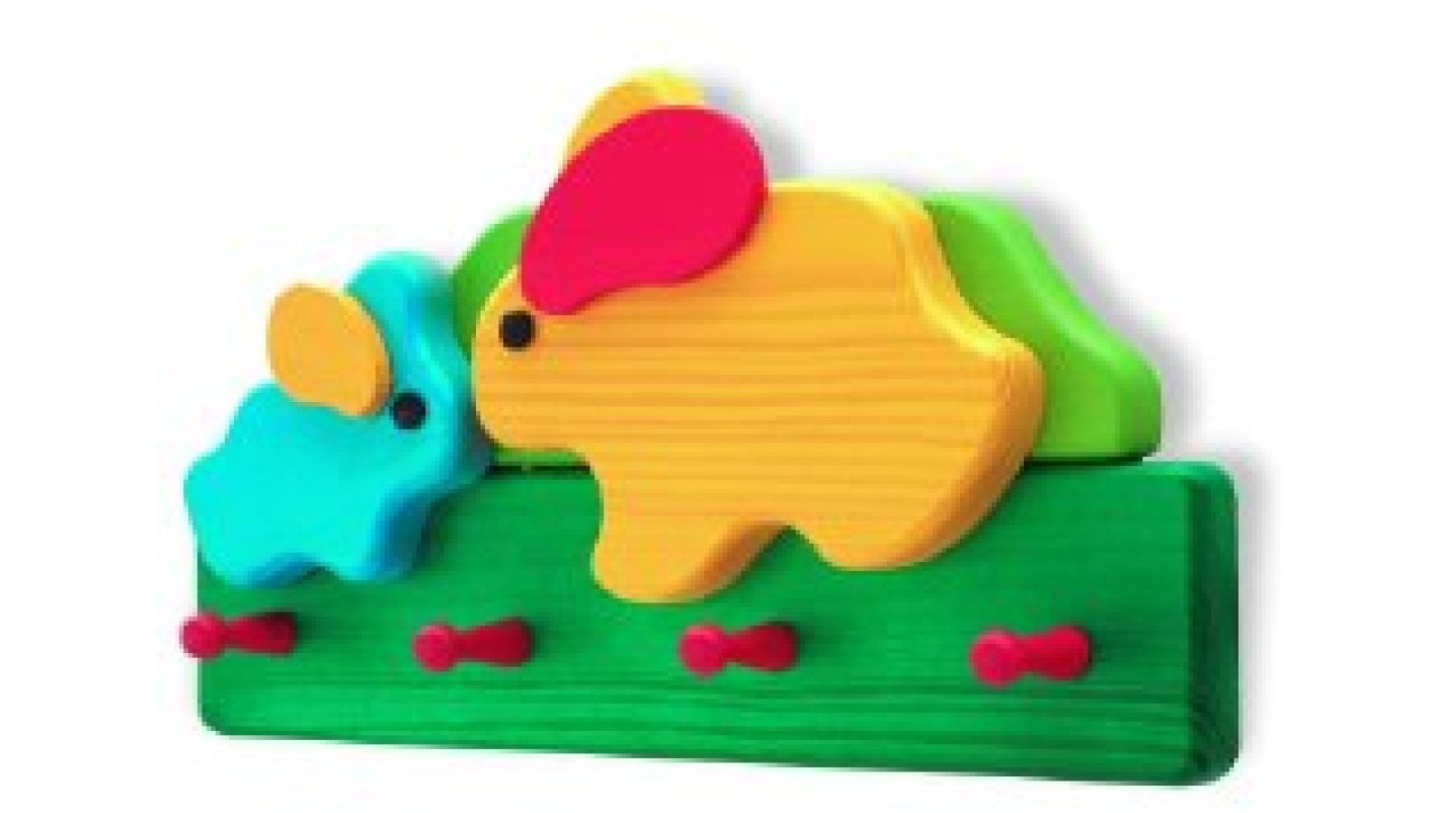 Hakenleiste Hadamar Holz bunt - 349 mm lang  vor weißem Hintergrund