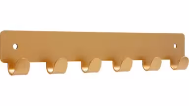 Hakenleiste Haiger Stahl gold matt pulverbeschichtet - 240 mm lang  vor weißem Hintergrund