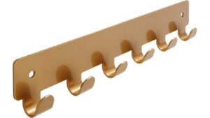 Hakenleiste Haiger Stahl gold matt pulverbeschichtet - 240 mm lang  vor weißem Hintergrund