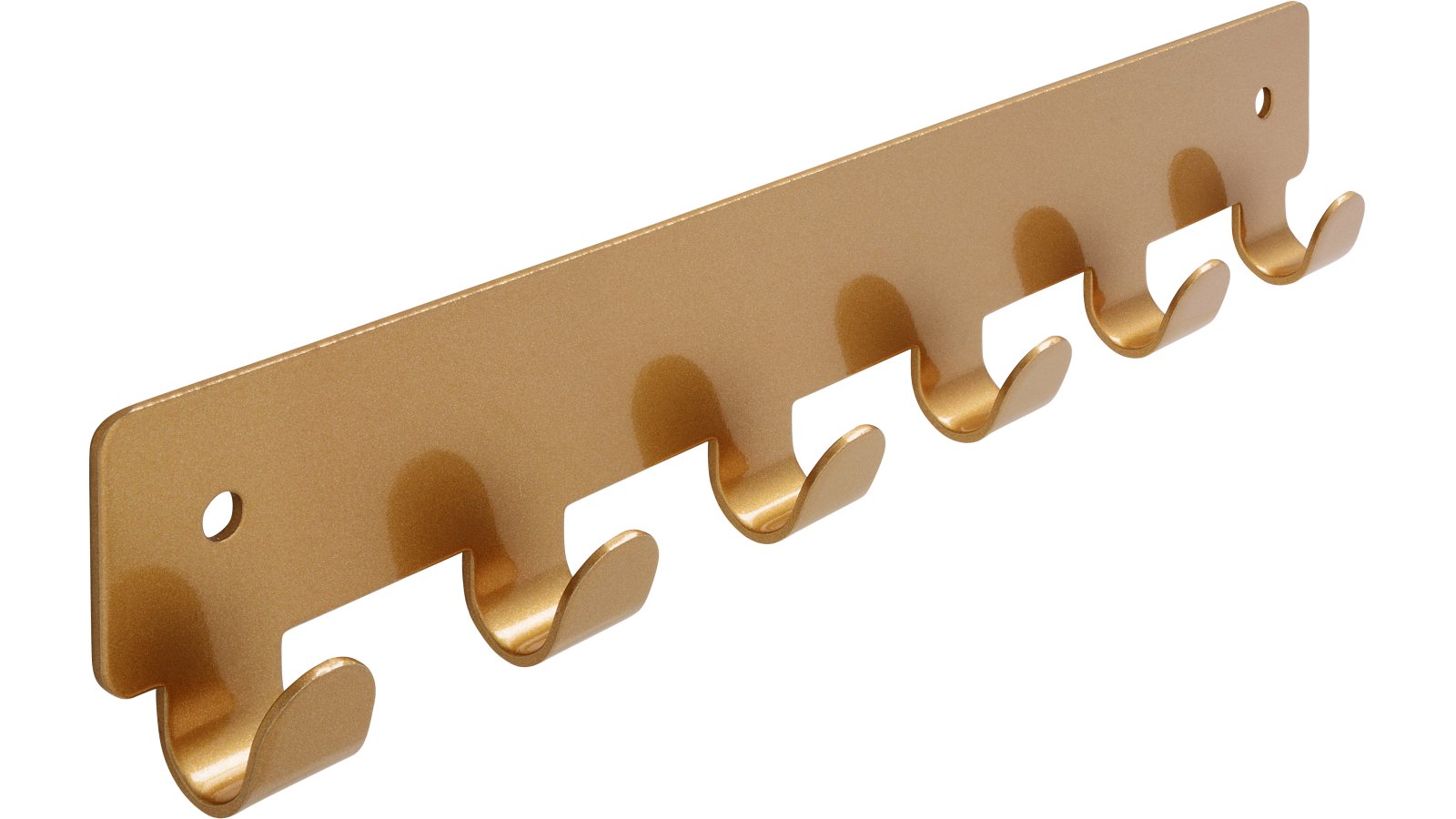 Hakenleiste Haiger Stahl gold matt pulverbeschichtet - 240 mm lang  vor weißem Hintergrund