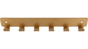 Hakenleiste Haiger Stahl gold matt pulverbeschichtet - 240 mm lang  vor weißem Hintergrund