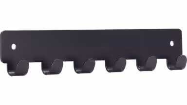Hakenleiste Haiger Stahl schwarz matt pulverbeschichtet - 240 mm lang  vor weißem Hintergrund