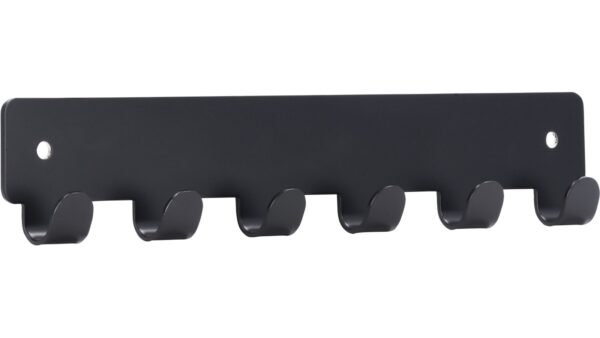 Hakenleiste Haiger Stahl schwarz matt pulverbeschichtet - 240 mm lang  vor weißem Hintergrund