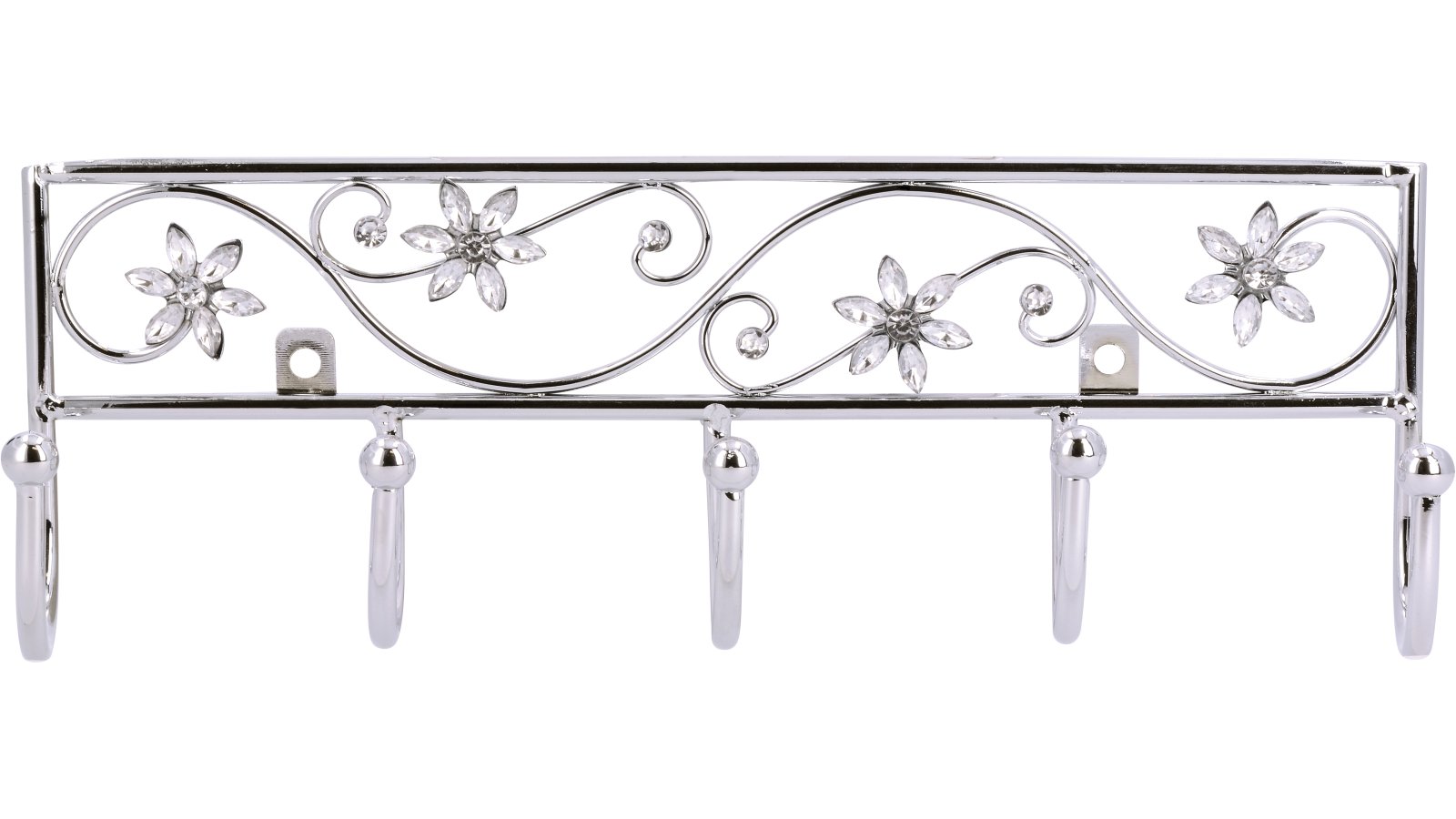 Hakenleiste Homberg Stahl - Kunststoff chrom glänzend kristall - 260 mm lang  vor weißem Hintergrund