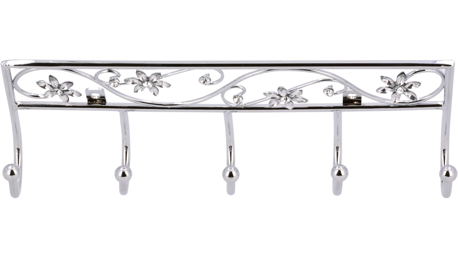 Hakenleiste Homberg Stahl - Kunststoff chrom glänzend kristall - 260 mm lang  vor weißem Hintergrund