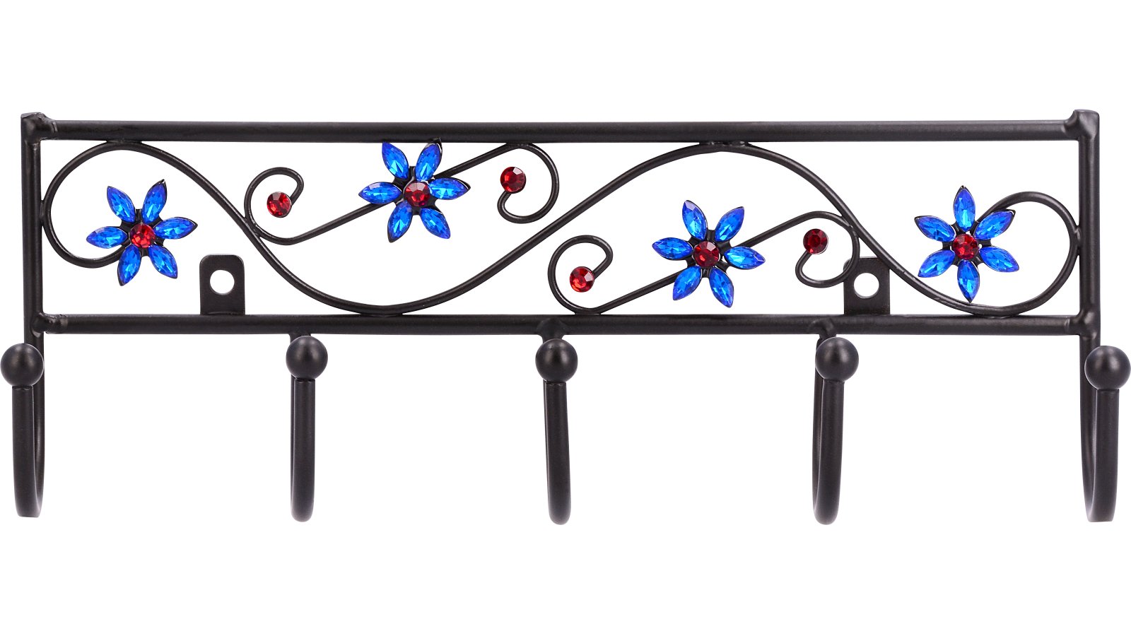 Hakenleiste-Homberg-schwarz-Stahl-Kunststoff-laenge-260-735140-front Hakenleiste Homberg Stahl - Kunststoff schwarz matt pulverbeschichtet kristall - 260 mm lang vor weißem Hintergrund