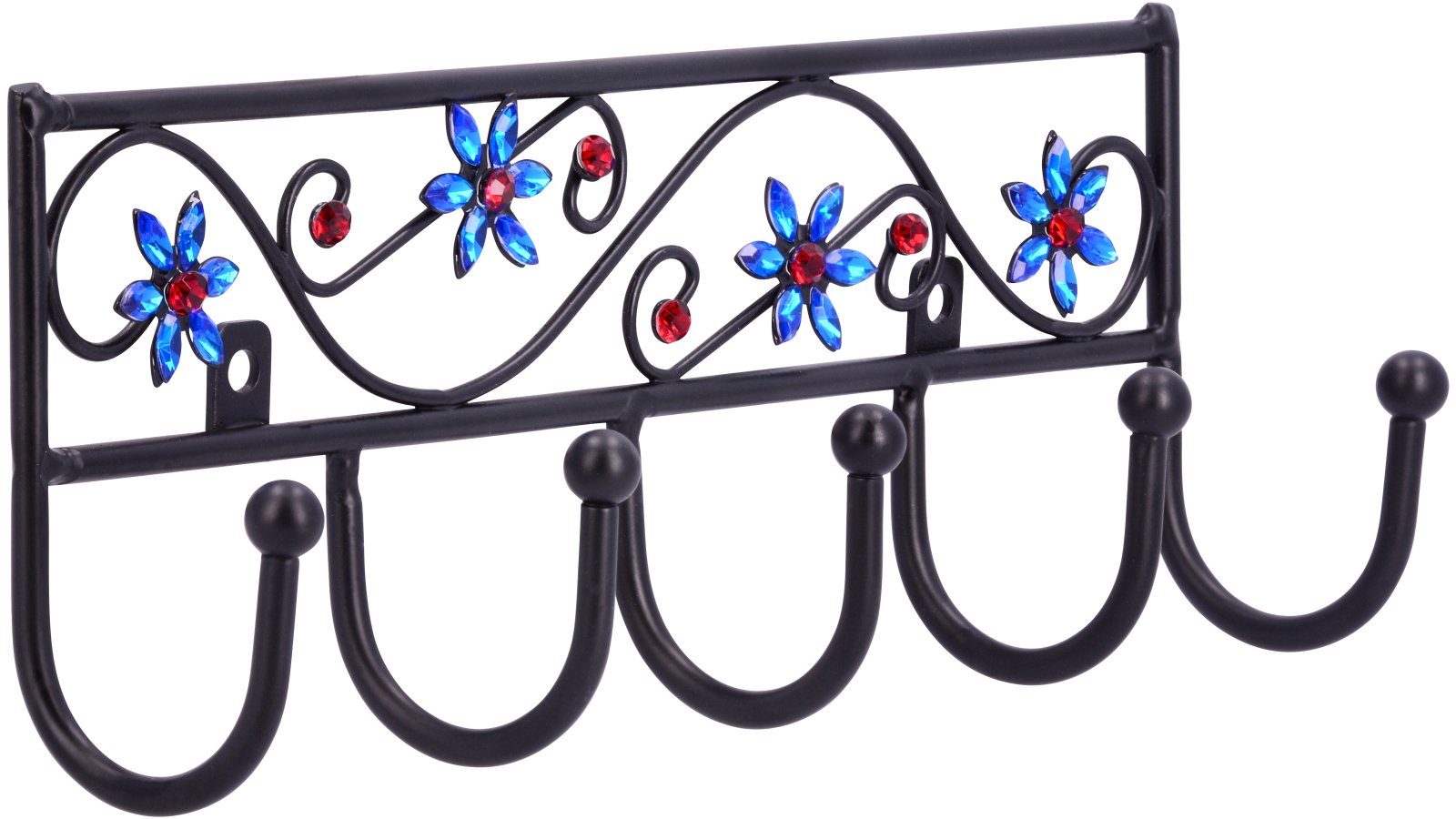 Hakenleiste-Homberg-schwarz-Stahl-Kunststoff-laenge-260-735140-seitlich Hakenleiste Homberg Stahl - Kunststoff schwarz matt pulverbeschichtet kristall - 260 mm lang vor weißem Hintergrund