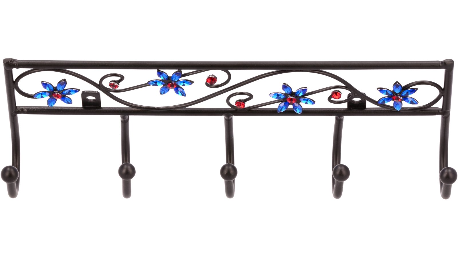 Hakenleiste-Homberg-schwarz-Stahl-Kunststoff-laenge-260-735140-stehend Hakenleiste Homberg Stahl - Kunststoff schwarz matt pulverbeschichtet kristall - 260 mm lang vor weißem Hintergrund