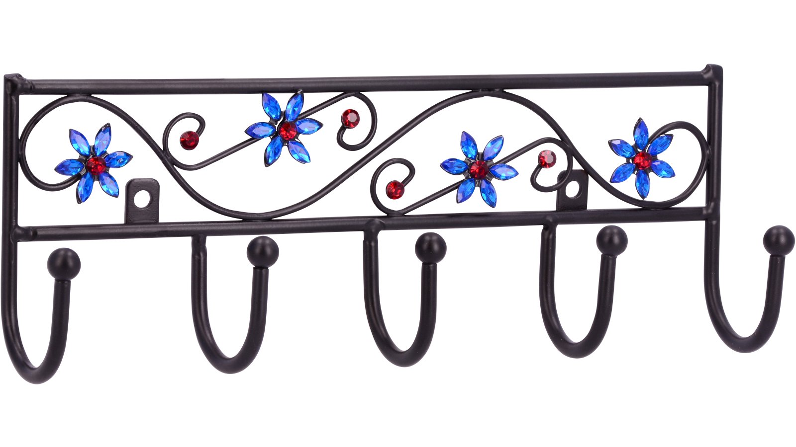 Hakenleiste-Homberg-schwarz-Stahl-Kunststoff-laenge-260-735140 Hakenleiste Homberg Stahl - Kunststoff schwarz matt pulverbeschichtet kristall - 260 mm lang vor weißem Hintergrund