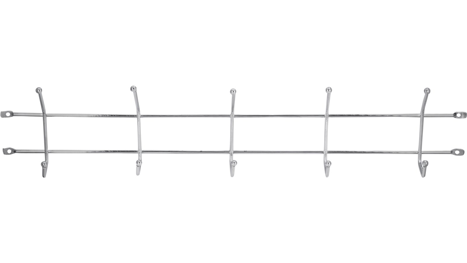 Hakenleiste-Isny-chrom-Stahl-laenge-516-769412-stehend Hakenleiste Isny Stahl chrom glänzend - 516 mm lang vor weißem Hintergrund