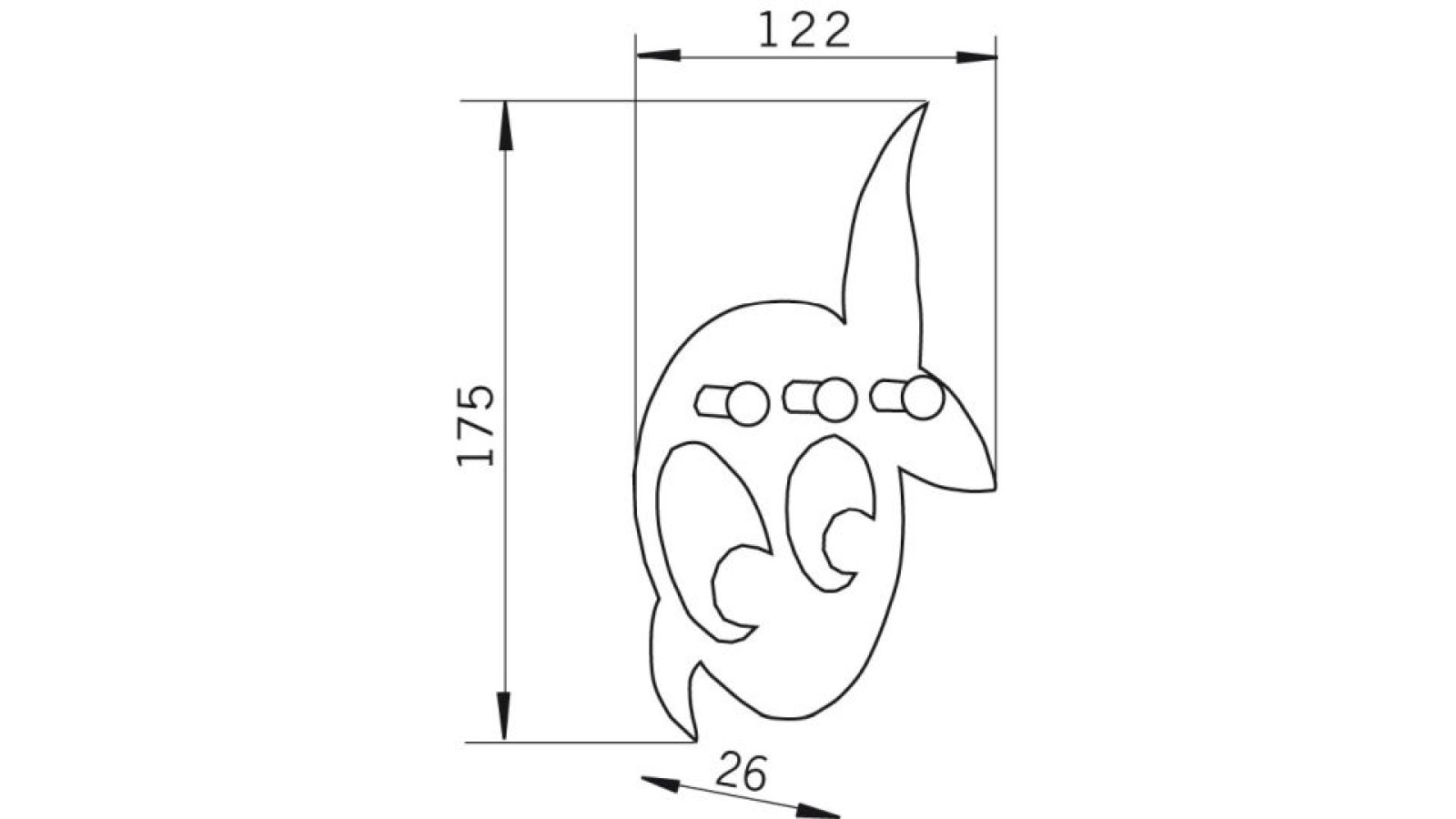 Hakenleiste-Landsberg-blau-alufarbig-Stahl-Zinkdruckguss-laenge-154-567924-technische-zeichnung Hakenleiste Landsberg Druckguss - Stahl blau pulverbeschichtet alufarbig pulverbeschichtet - 154 mm lang vor weißem Hintergrund