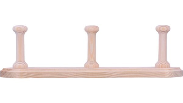 Hakenleiste Lippetal Holz kiefer roh - 270 mm lang  vor weißem Hintergrund