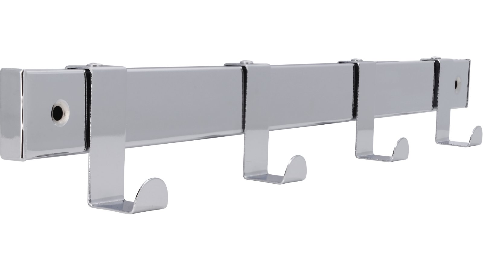 Hakenleiste Lüdinghausen Stahl chrom glänzend - 404 mm lang  vor weißem Hintergrund