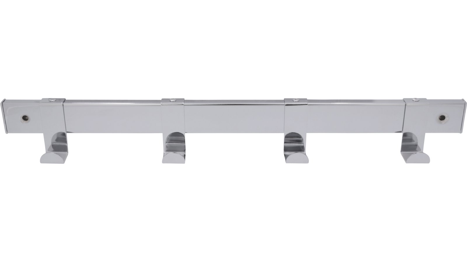 Hakenleiste Lüdinghausen Stahl chrom glänzend - 404 mm lang  vor weißem Hintergrund