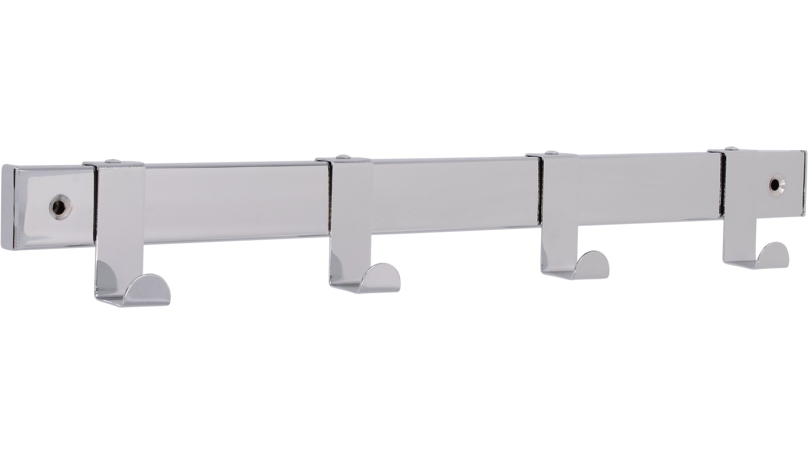 Hakenleiste Lüdinghausen Stahl chrom glänzend - 404 mm lang  vor weißem Hintergrund