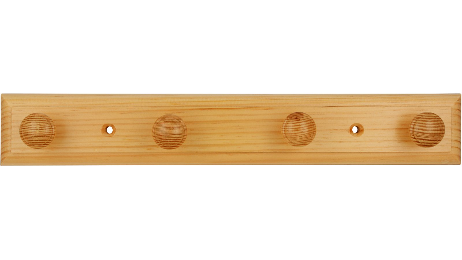 Hakenleiste Mutterstadt Holz kiefer natur lackiert - 300 mm lang  vor weißem Hintergrund