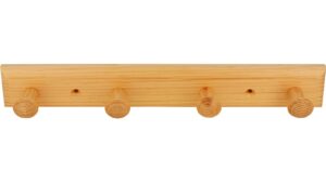 Hakenleiste Mutterstadt Holz kiefer natur lackiert - 300 mm lang  vor weißem Hintergrund