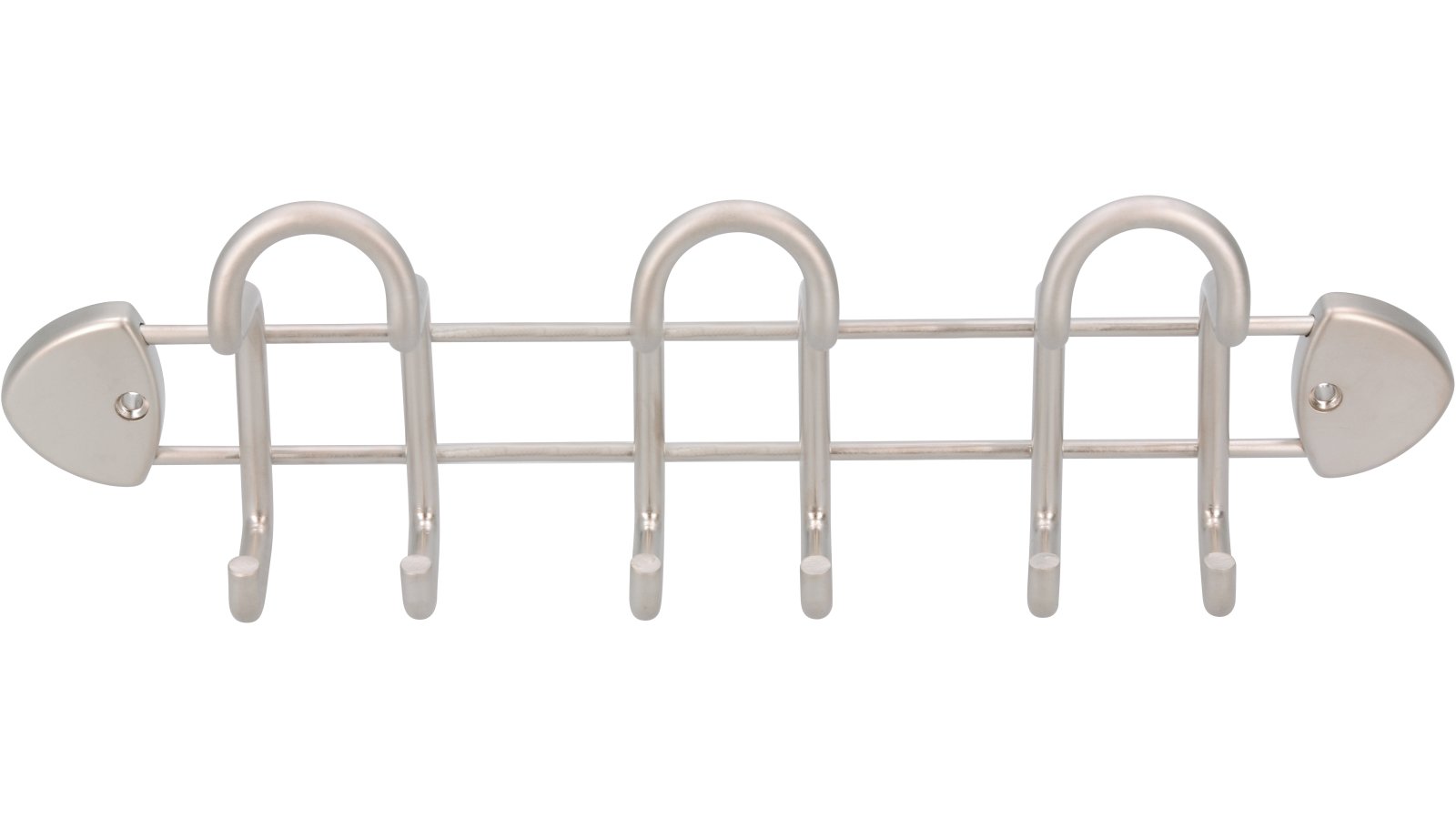 Hakenleiste Öhringen Stahl matt vernickelt - 365 mm lang  vor weißem Hintergrund