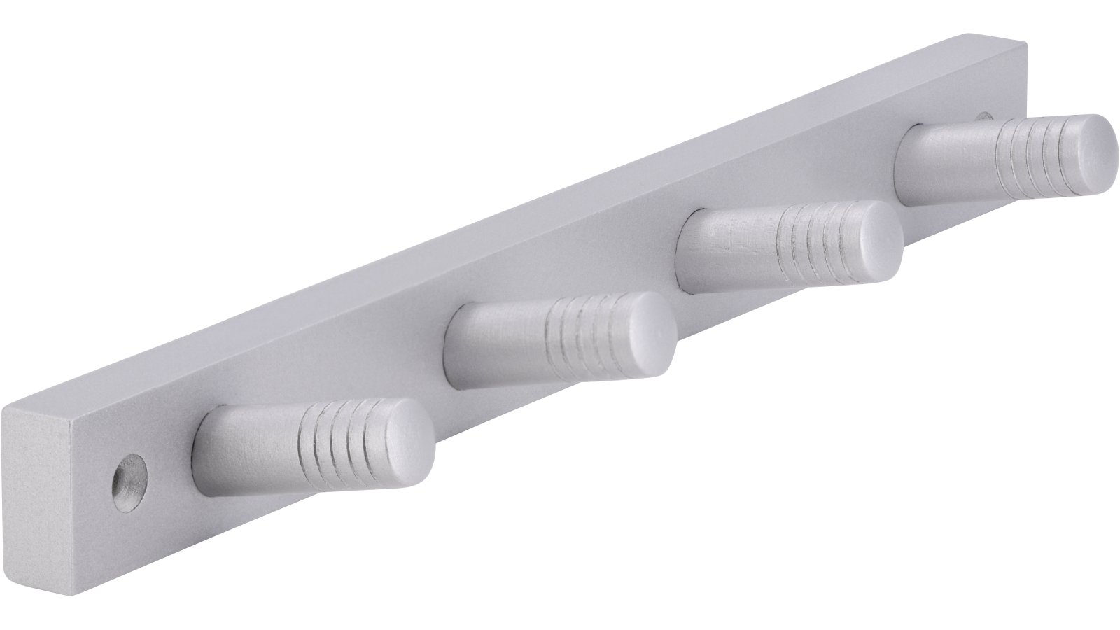 Hakenleiste Pfarrkirchen Holz buche weißaluminium - 280 mm lang  vor weißem Hintergrund