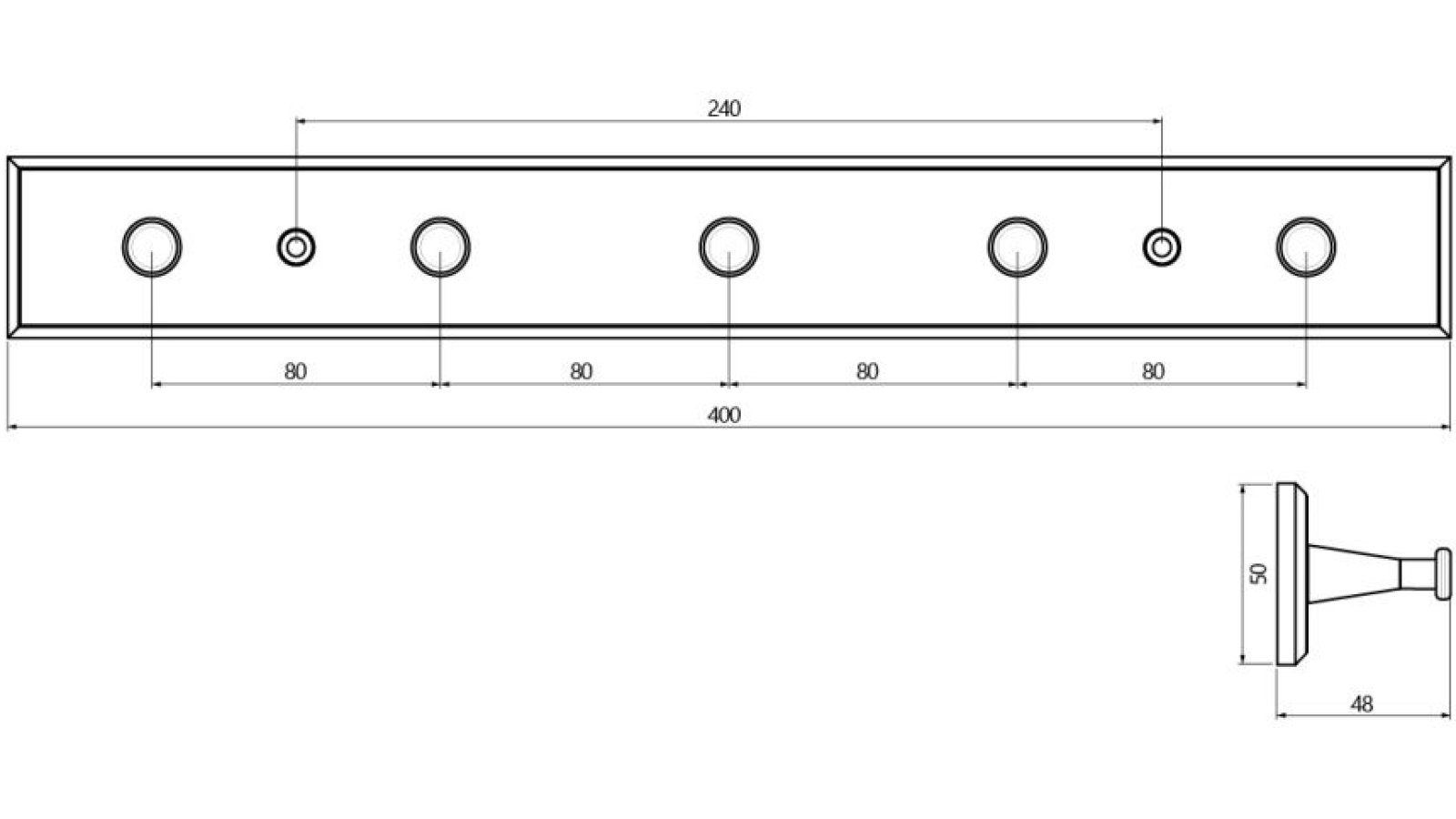 Hakenleiste Rehau Kunststoff bedruckt zug mit steinchen - 400 mm lang  vor weißem Hintergrund