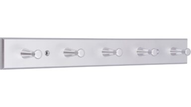 Hakenleiste Rehau Kunststoff metallisiert chrom metallisiert chrom glänzend - 400 mm lang vor weißem Hintergrund