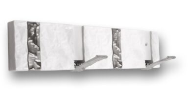 Hakenleiste Simmerath Druckguss - Kunststoff weiß chrom matt - 316 mm lang  vor weißem Hintergrund