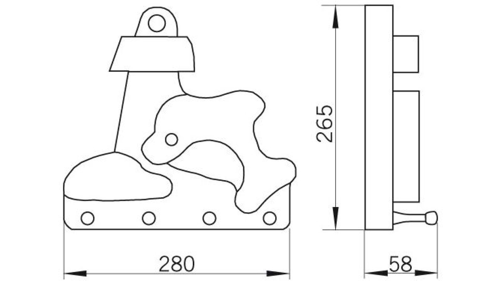Hakenleiste Spaichingen Holz bunt - 272 mm lang  vor weißem Hintergrund
